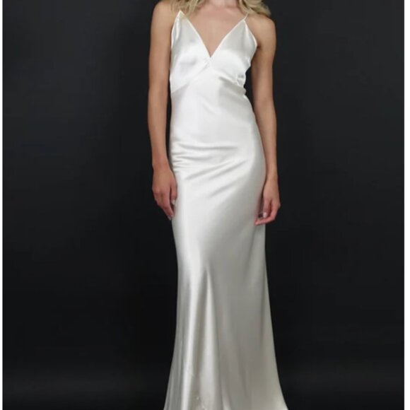 Silver Moon ivory silk charmeuse slip wedding dress size S/M (fits sizes 0-6)